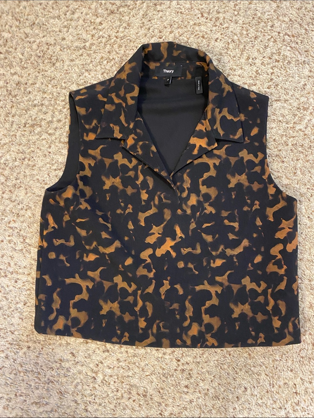 Theory Black Top with Brown Leopard Accents